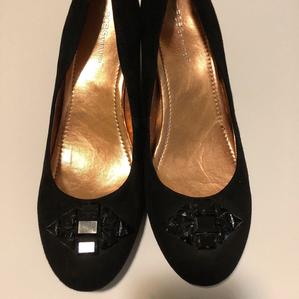 BCBGeneration Black suede wedges  Make Offer!